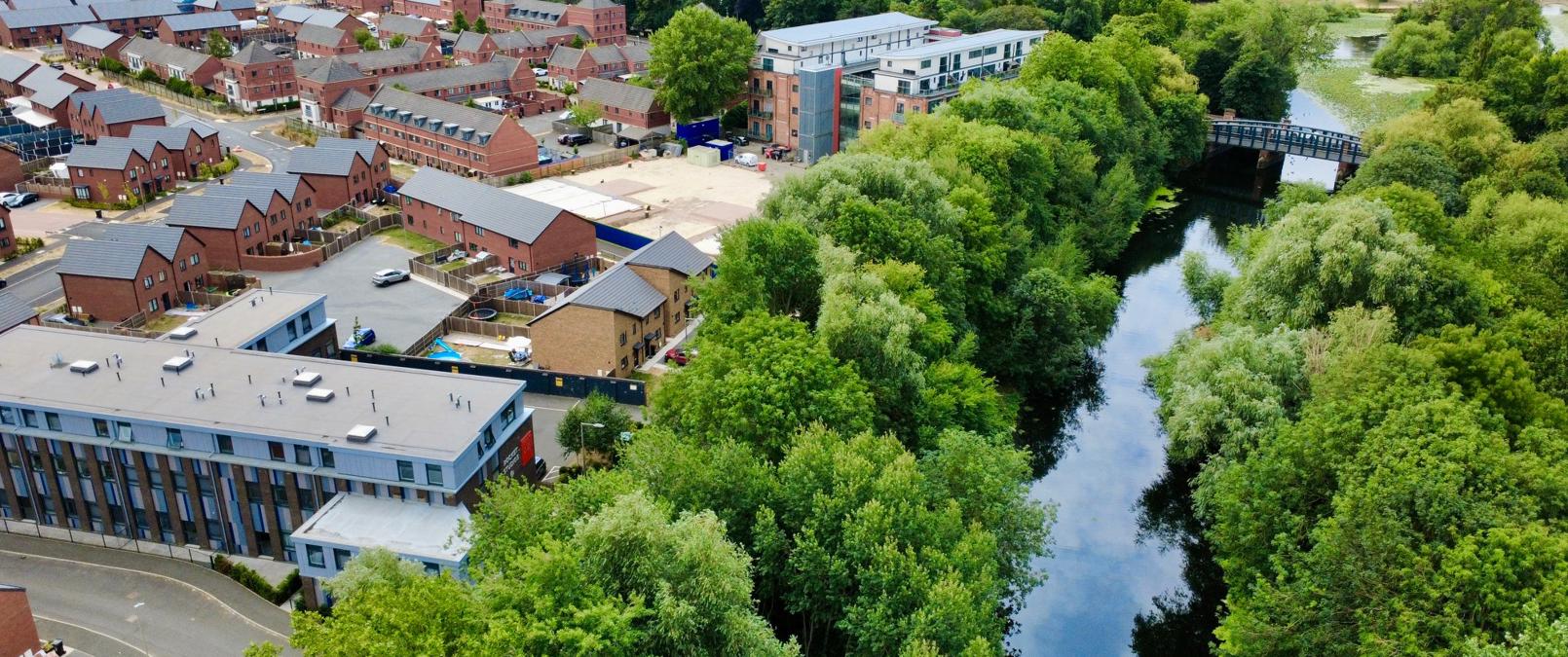Aerial view of Abbey Wharf
