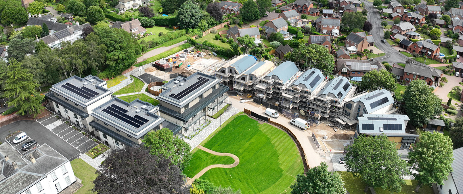 Aerial shot of Baxter Green development in Bramcote
